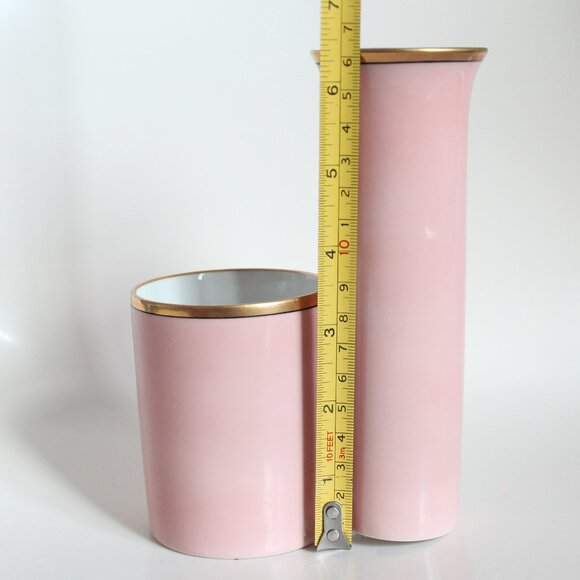 [FF] Matching Pink Cylindrical Vases with Golden Rims (Japan) - Picture 10 of 10